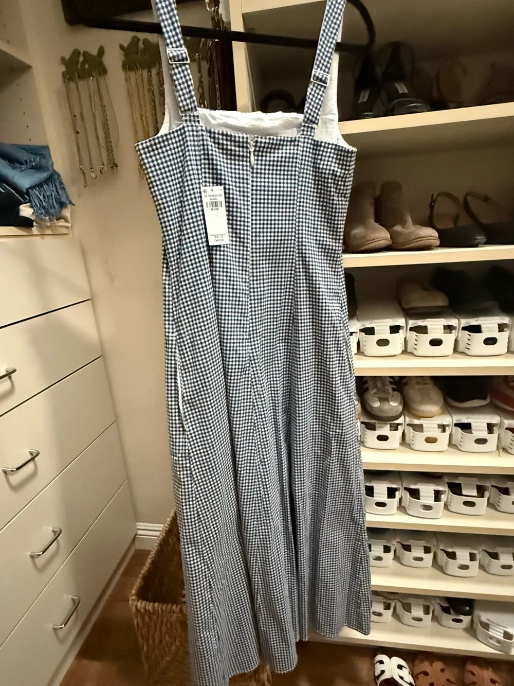 Abercrombie & Fitch Blue and White Gingham Maxi Sundress